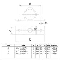 Doos Oogdeel dubbele lip - zwart-B / 26,9 mm (60 stuks)